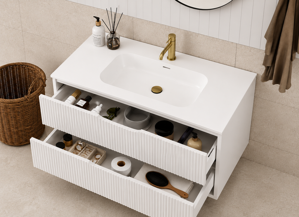 Ida White Floor Mount Vanity 900mm