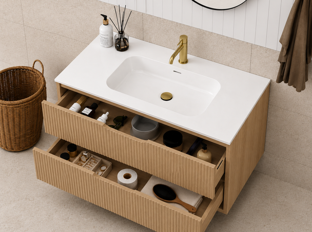 Ida Oak Floor Mount Vanity 900mm