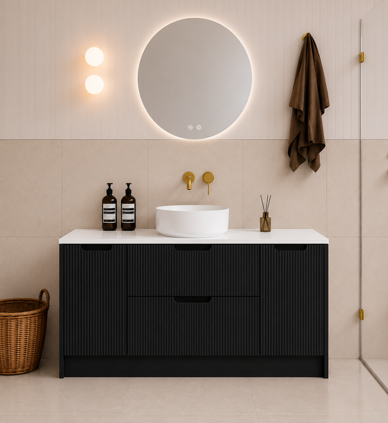 Ida Black Floor Mount Vanity 1200mm