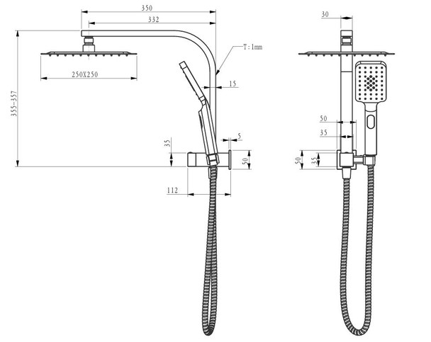 Rhino - Brushed Nickel Shower Combo Set 