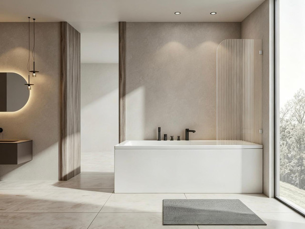 Frameless Fluted Curved Bath Screen 700 x 1400mm 