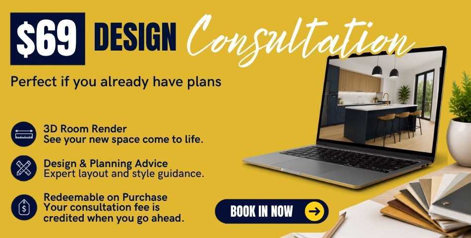 $69 Design Consultation including 3D room render, design planning, detailed quotation and in-store or virtual appointment from The Sink Warehouse.