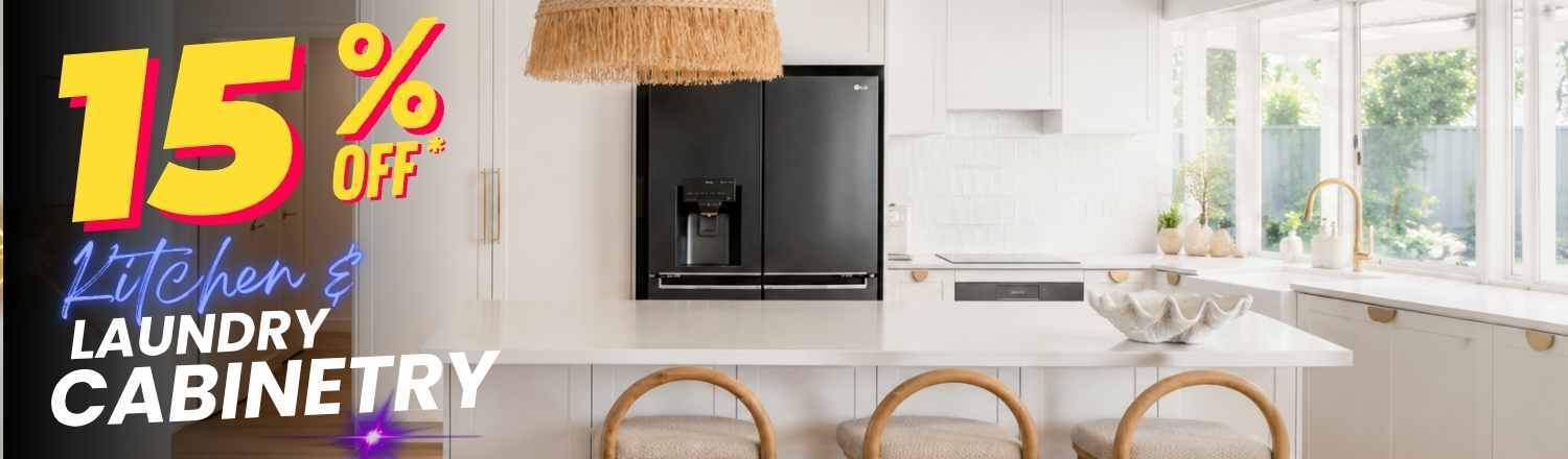 15% OFF all Kitchen Cabientry perfect for Laundry too.