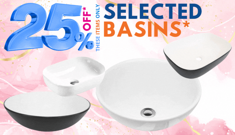 25% off selected bathroom basins, its Click Frenzy at The Sink Warehouse