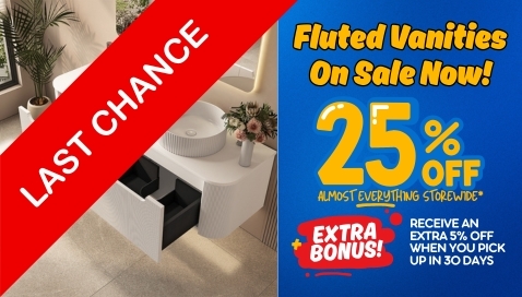 Fluted vanities on sale now – 25% off storewide during our bathroom frenzy event. Plus extra 5% off with 30-day pickup.