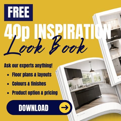 Free 40-page kitchen inspiration look book with floor plan ideas, layout advice, colour and finish inspiration, and product options from The Sink Warehouse.