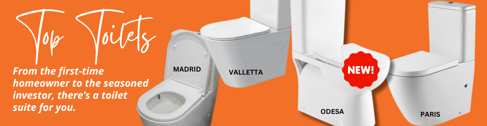 Check out our most wanted toilets,  rimless, whirlpool flush & hygienic glaze toilets.  Hurry they keep selling out.