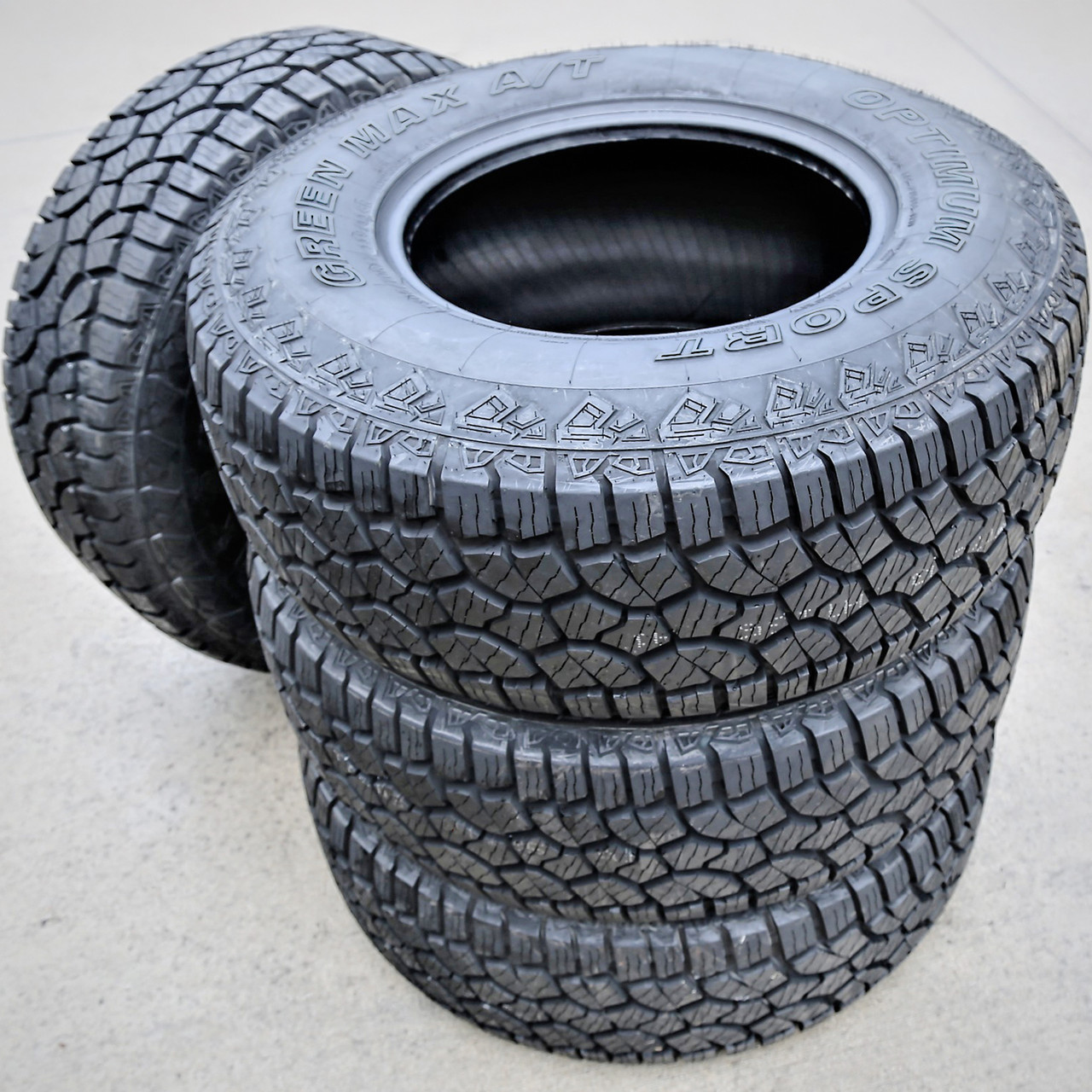 4 Green Max Optimum Sport A/T LT305/70R17 Tires – All Terrain, Load D, 8 Ply, White Letters