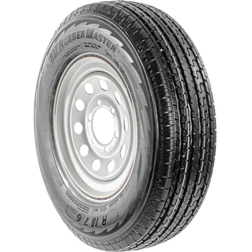 RubberMaster RM76 Steel Belted ST 235/80R16 F (12 Ply) 8 x 6.5 White Modular Trailer Tire and Wheel Assembly