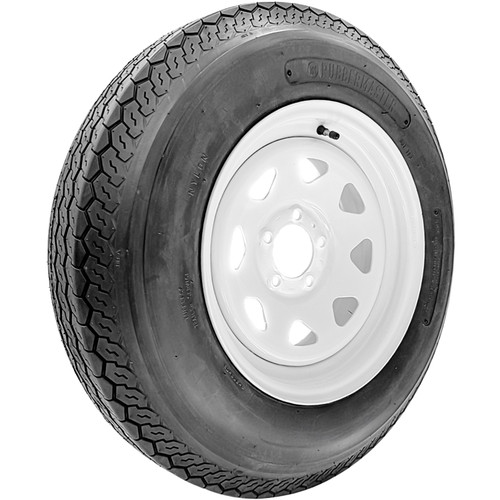 RubberMaster S258 205/75D15 F78-15 C 6 Ply 5 on 5 White Eight Spoke Assembly