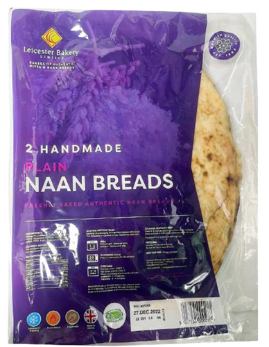 2 Handmade Plain Naan Breads from Leicester Bakery.
Soft naan breads, made with high quality ingredients. Perfect when served up as an accompaniment with curries, stews, and kebabs.