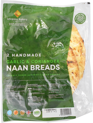 Leicester Bakery Garlic & Coriander Naan Bread 400g 2pk