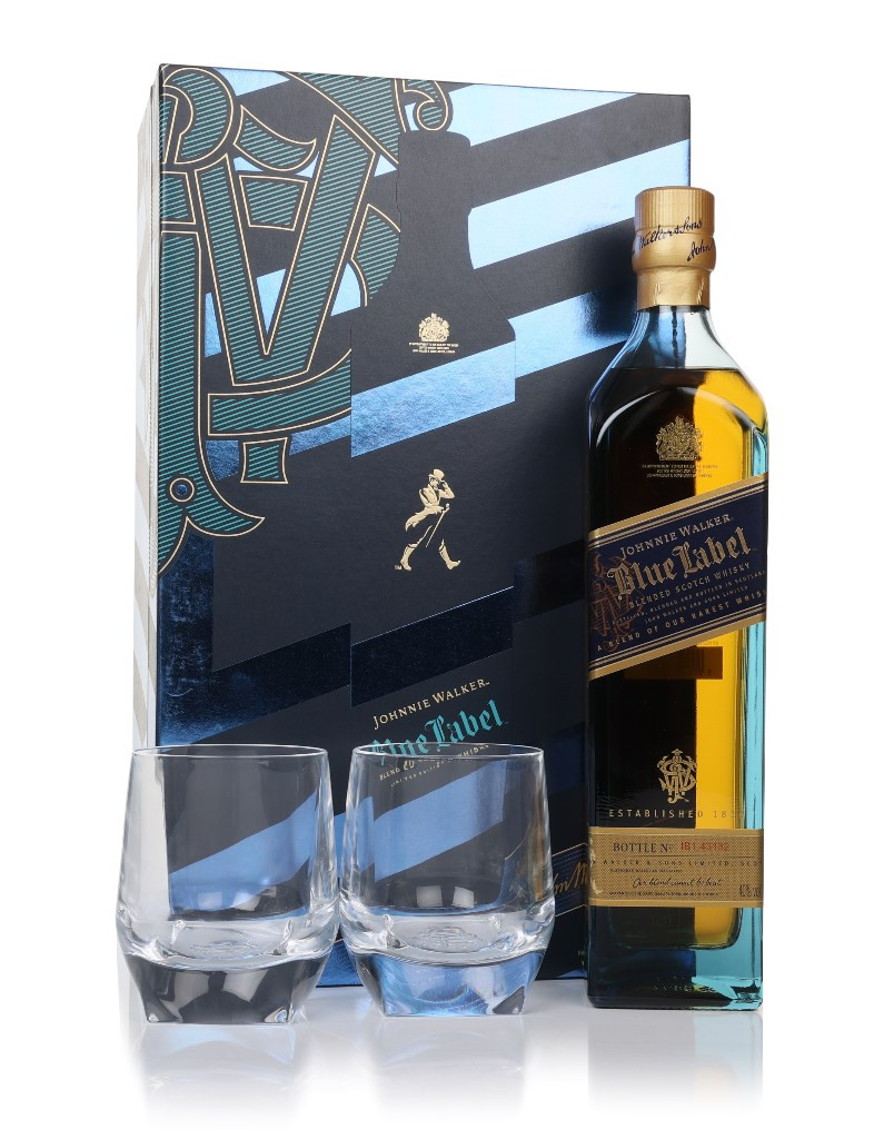 Johnnie Walker Blue Label Gift Set with 2x Crystal Glasses 70cl