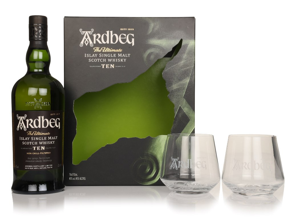 Ardbeg 10 Year Old Gift Set with 2x Glasses 70cl Whisky | Master