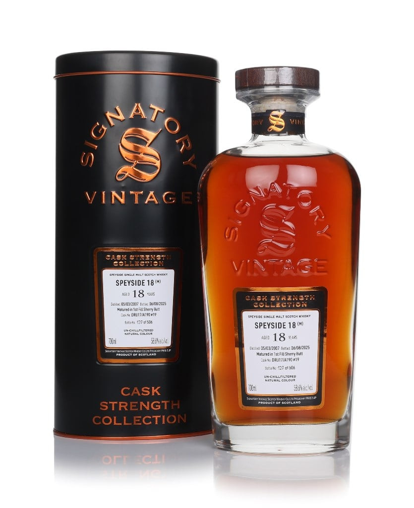 Price Drop Secret Speyside 18 Year Old 2007 (cask DRU17 A190 #19) - Cask Strength Collection (Signatory) 70cl 70 cl / 58.6% ABV