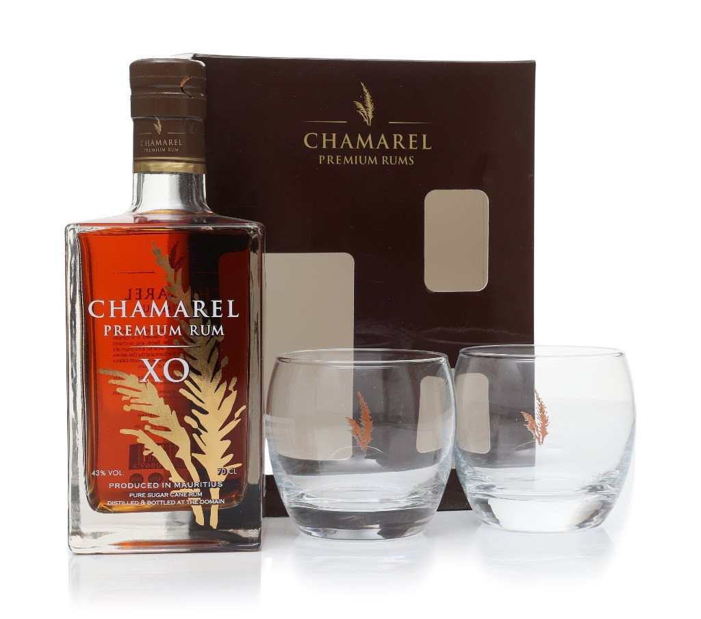Chamarel XO Rum Gift Set with 2x Glasses 70cl