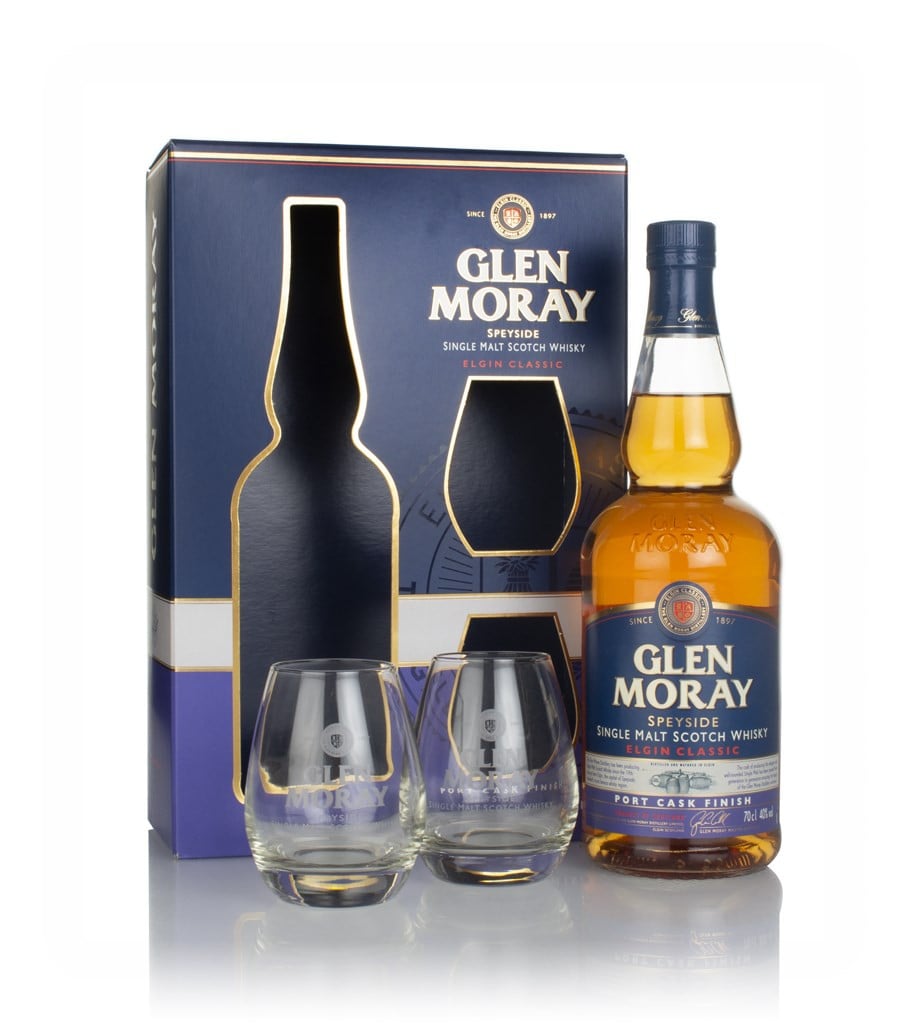 Glen Moray Port Cask Gift Pack with 2x Glasses 70cl
