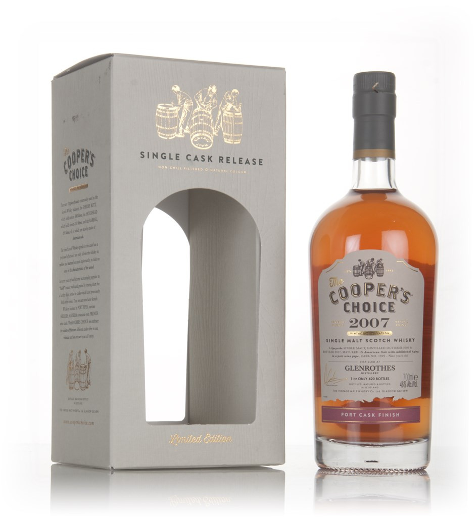 Glenrothes 9 Year Old 2007 (cask 1929) - The Cooper's Choice (The Vintage Malt Whisky Co.) 70cl