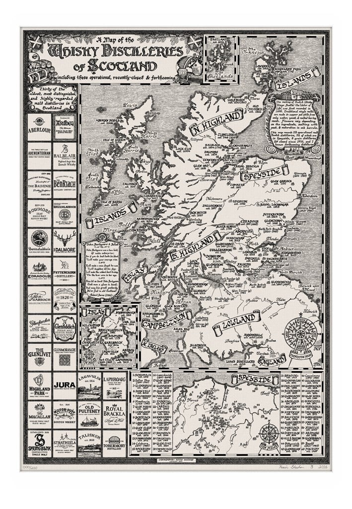 Map of the Whisky Distilleries of Scotland