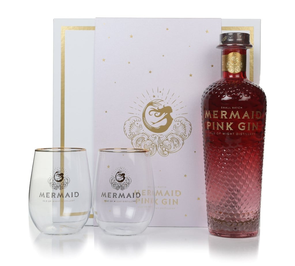 Mermaid Pink Gin Gift Pack with 2x Glasses 70cl