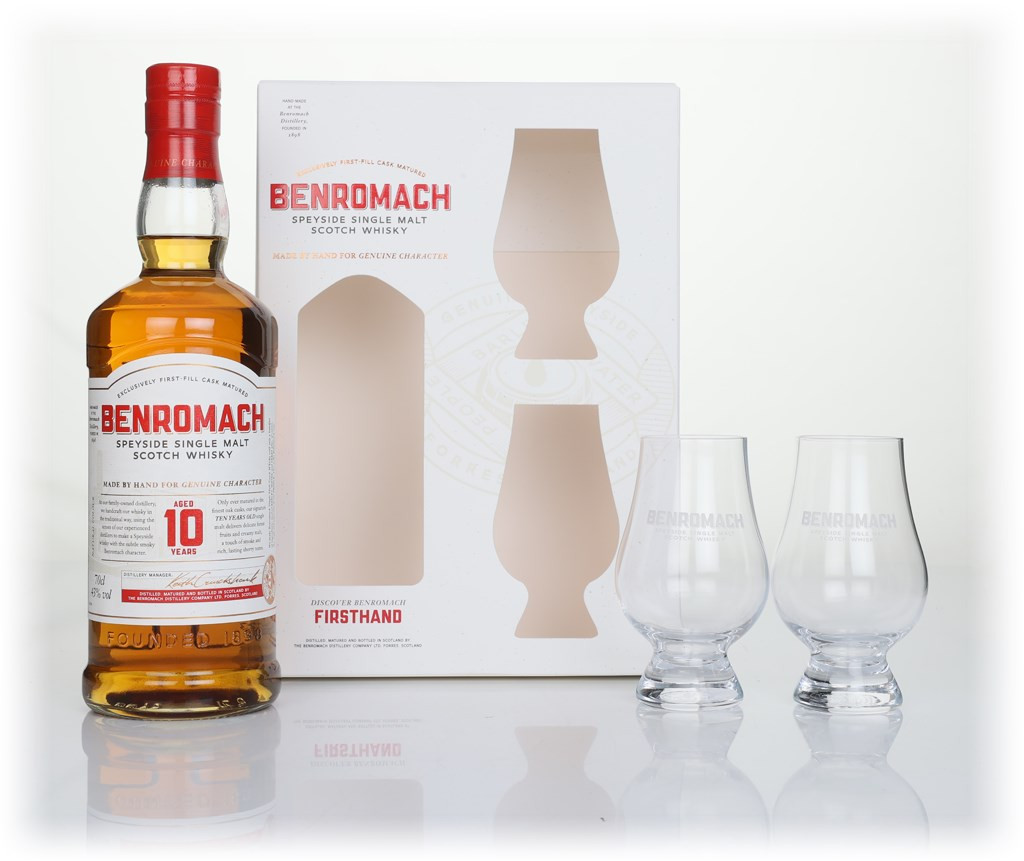 Benromach 10 Year Old Gift Pack with 2x Glasses 70cl Whisky