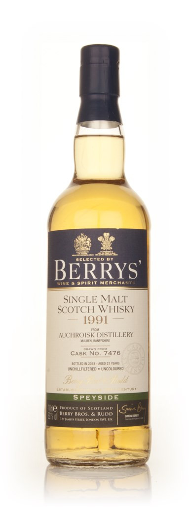 Auchroisk 21 Year Old 1991 (cask 7476) (Berry Bros. & Rudd) 70cl
