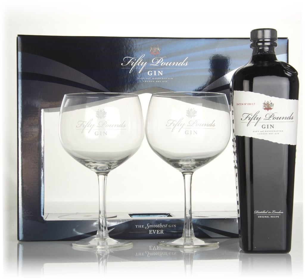 Fifty Pounds Gin Glass Gift Set 70cl