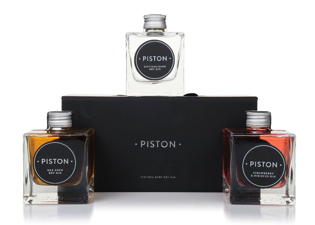 Piston The Original Trio Gin Gift Set (3 x 20cl) (No Box / Torn Label) 60cl