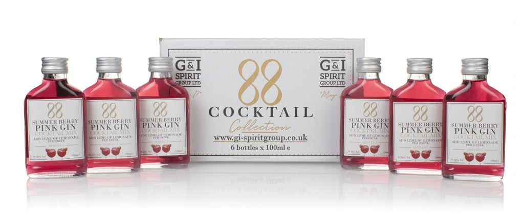 88 Cocktail Summer Berry Pink Gin Cocktail Mix (6 x 100ml) (No Box / Torn Label) 60cl