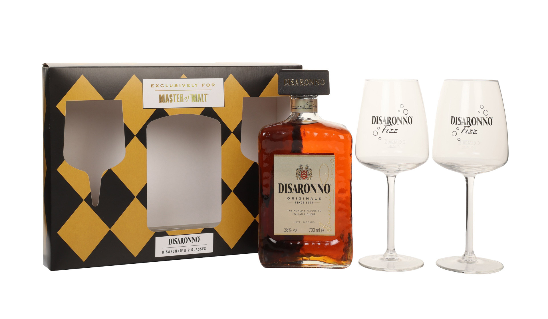 Disaronno Gift Set with 2 Stemmed Glasses 70cl