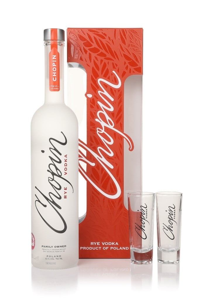 Chopin Rye Vodka with 2x Shot Glasses 70cl