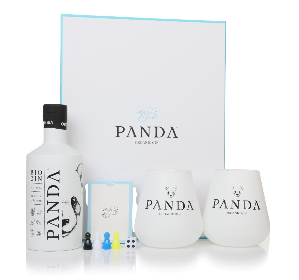 Panda Gin Trivial Game Box with 2x Glasses