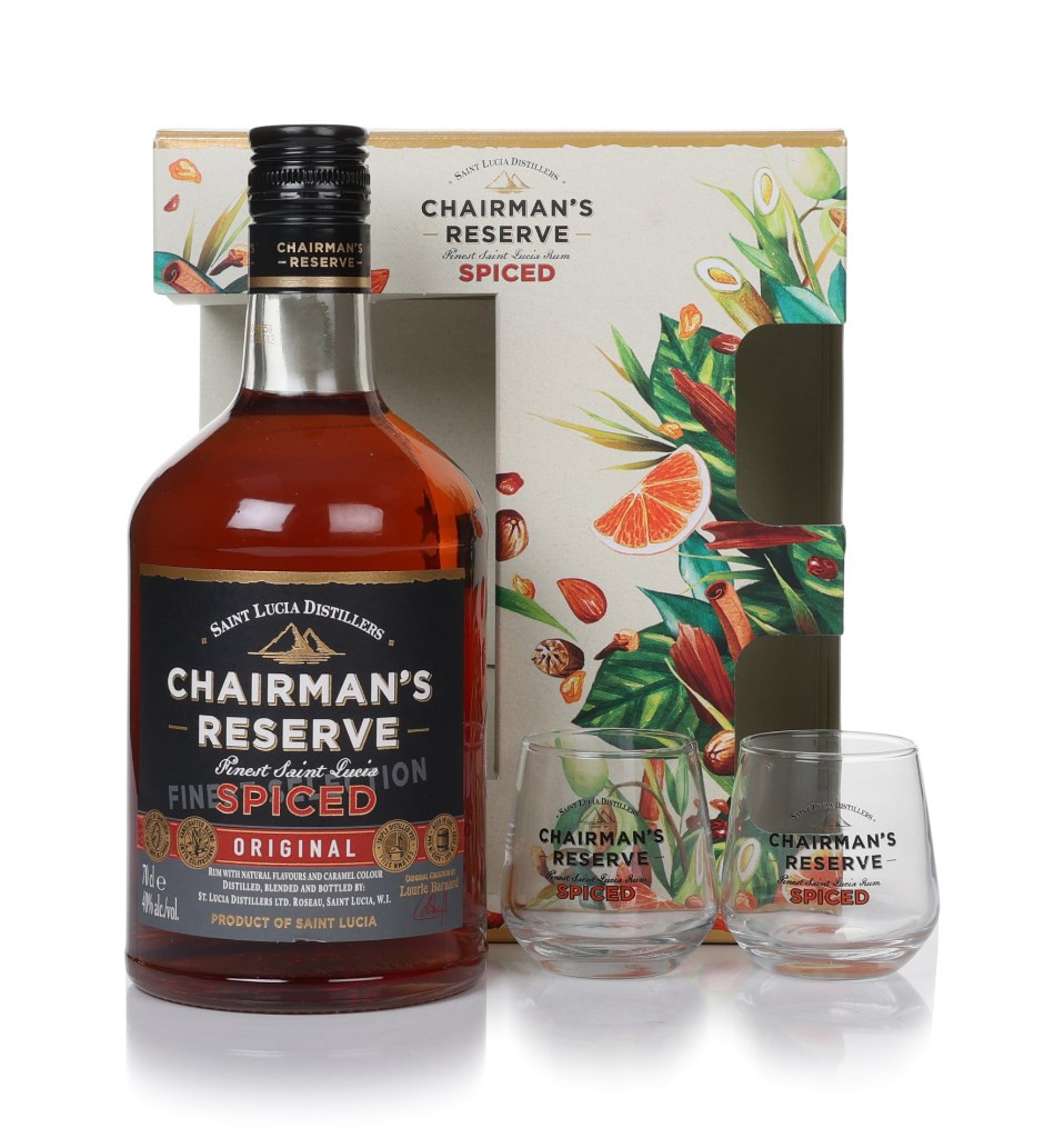 Chairman's Reserve Spiced Rum Gift Set with 2 x Glasses 70cl