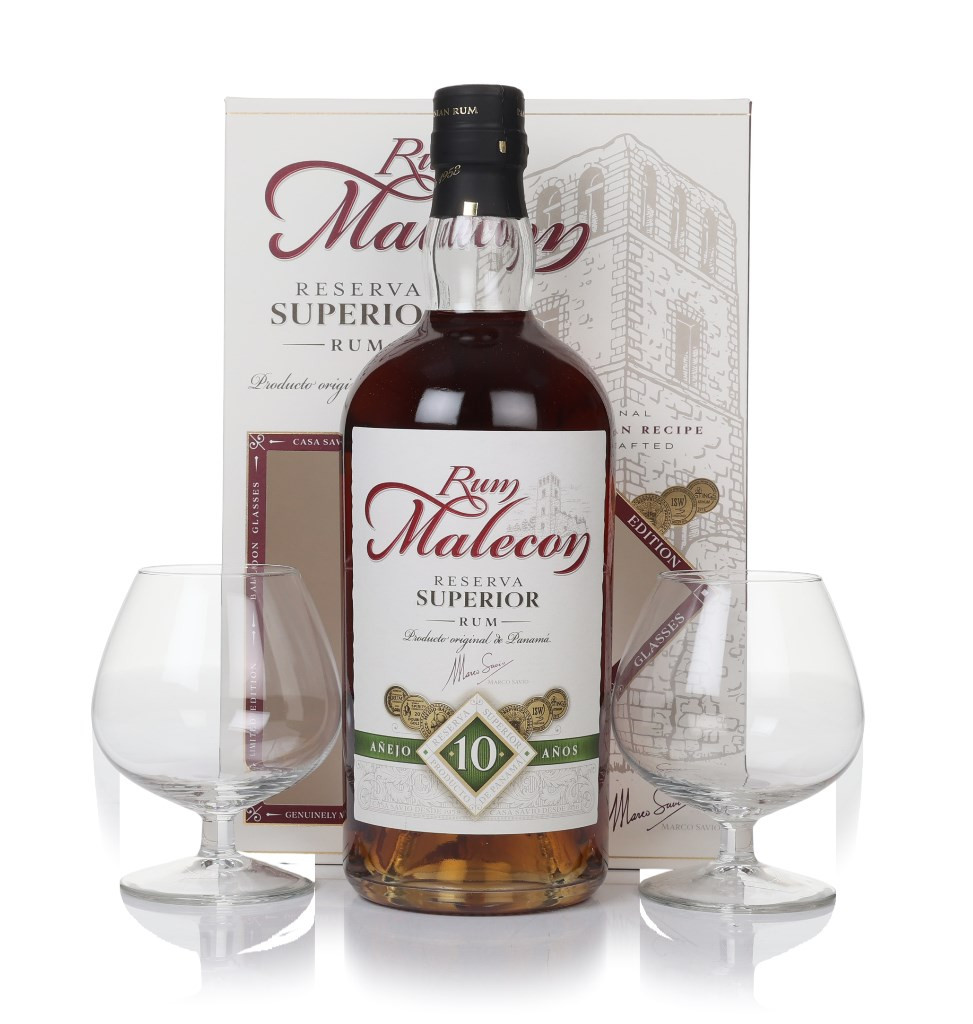 Malecon 10 Year Old Reserva Superior Gift Set with 2x Glasses 70cl