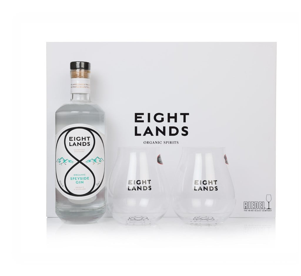 Eight Lands Gin Gift Set with 2x Glasses 70cl
