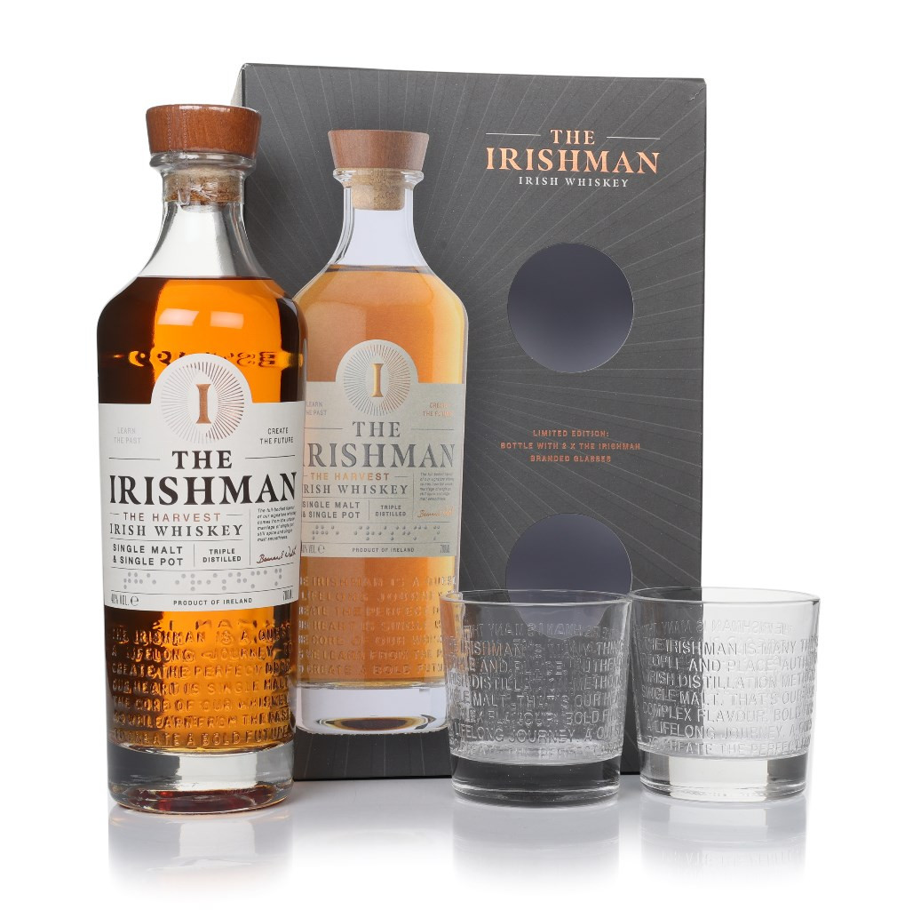 The Irishman The Harvest Gift Set with 2x Glasses 70cl
