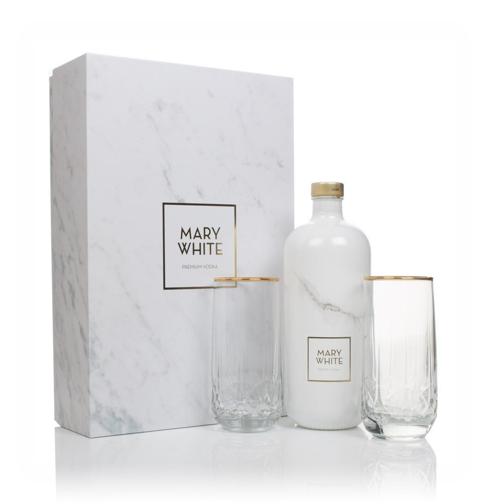 Mary White Vodka Gift Pack with 2x Glasses 70cl