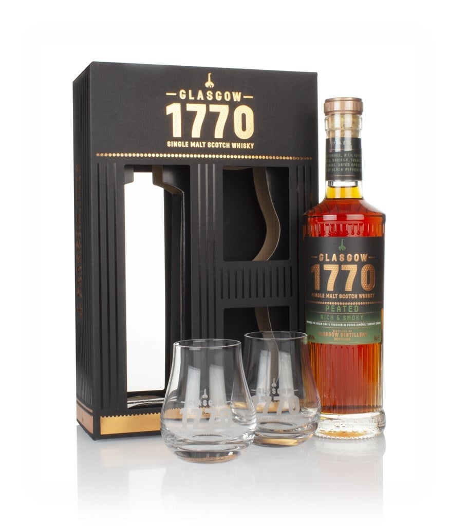 Glasgow 1770 - Peated Gift Pack with 2x Glasses 50cl