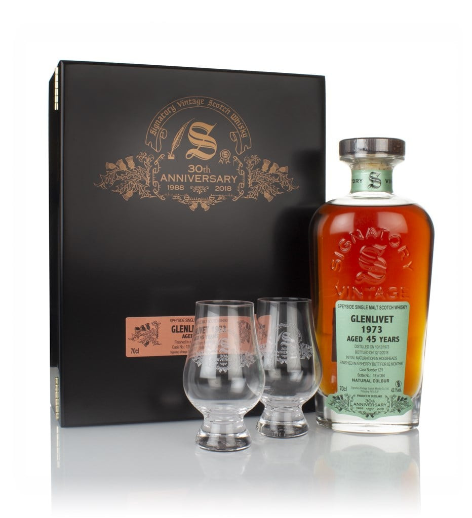 Glenlivet 45 Year Old 1973 (cask 12/1) - 30th Anniversary Gift Box (Signatory) 70cl
