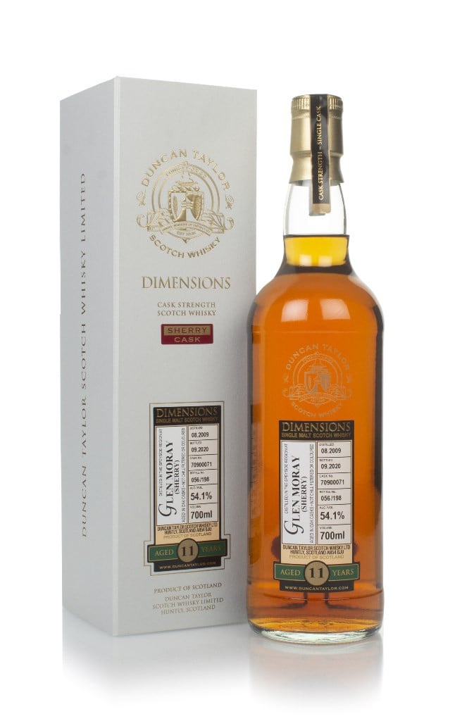 Glen Moray 11 Year Old 2009 (cask 70900071) - Dimensions (Duncan Taylor) 70cl