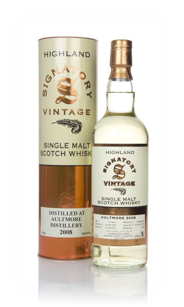 Aultmore 10 Year Old 2008 (casks 307302 & 307303) - Signatory Vintage 70cl