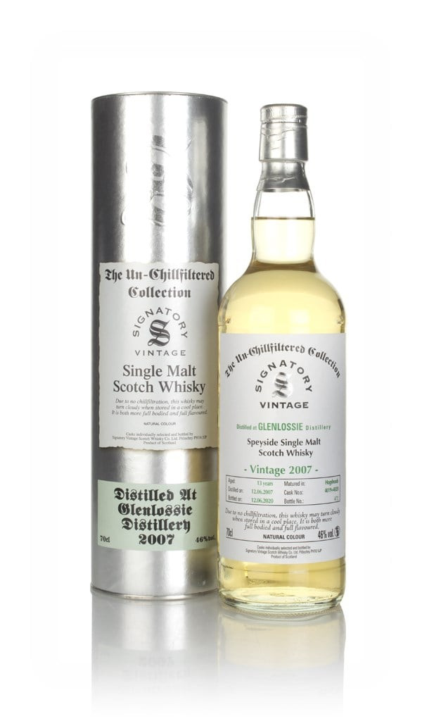 Glenlossie 13 Year Old 2007 (casks 4019 & 4020)  - Un-Chillfiltered Collection (Signatory) 70cl
