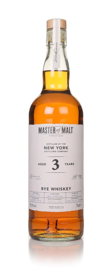 New York Distilling Company Rye 3 Year Old 2016 Single Cask (Master of Malt) 70cl