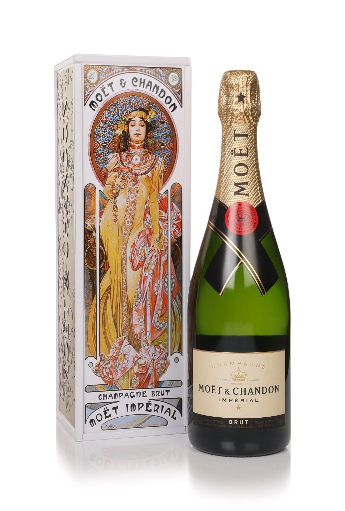 Moët & Chandon Brut Imperial - Mucha Tin 2024 Woman in Golden Dress 75cl