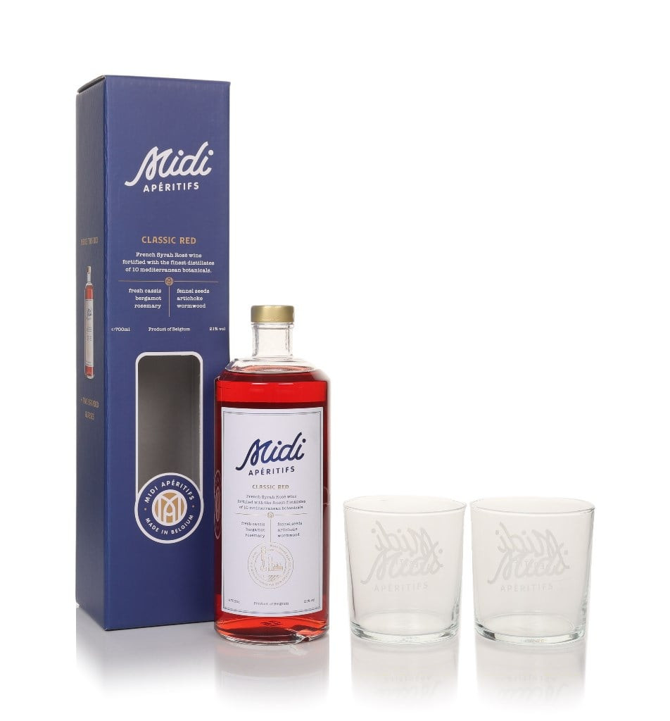 Midi Classic Red Gift Set with 2x Glasses 70cl