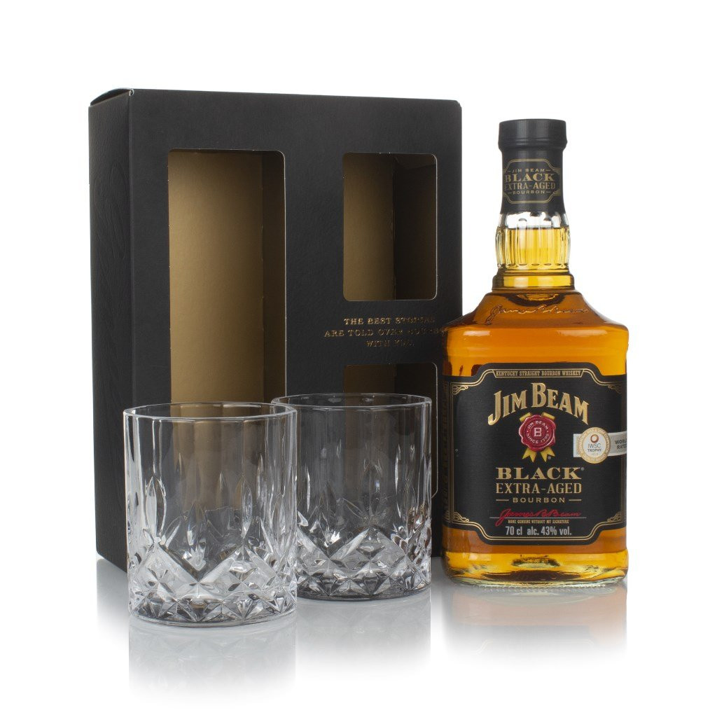 Jim Beam Black Gift Set with 2x Glasses 70cl