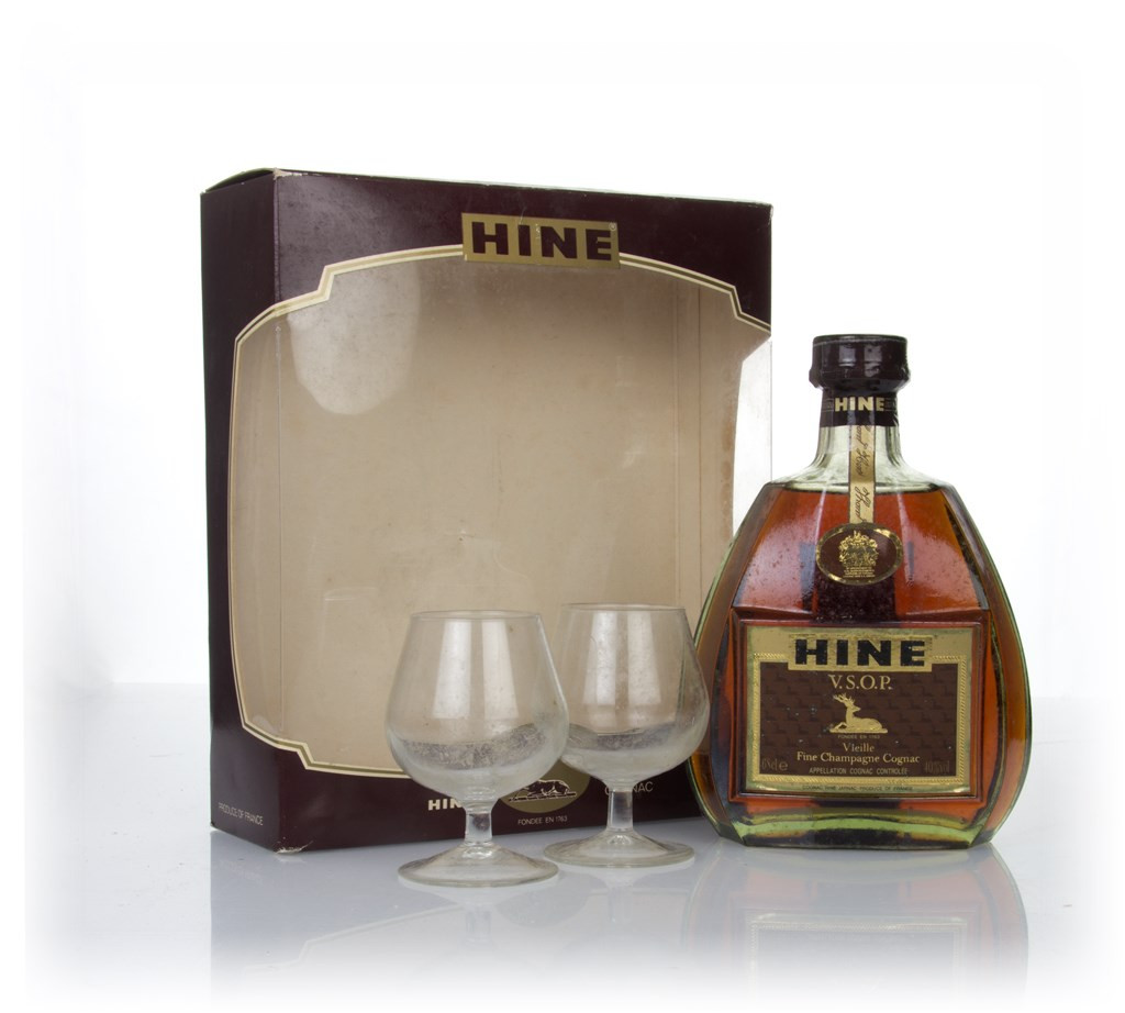 Hine VSOP Gift Pack with 2x Glasses - 1980s 68cl