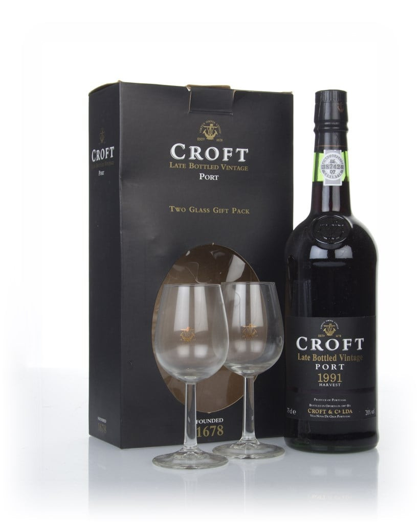 Croft Late Bottled Vintage 1991 Gift Pack with 2x Glasses 75cl