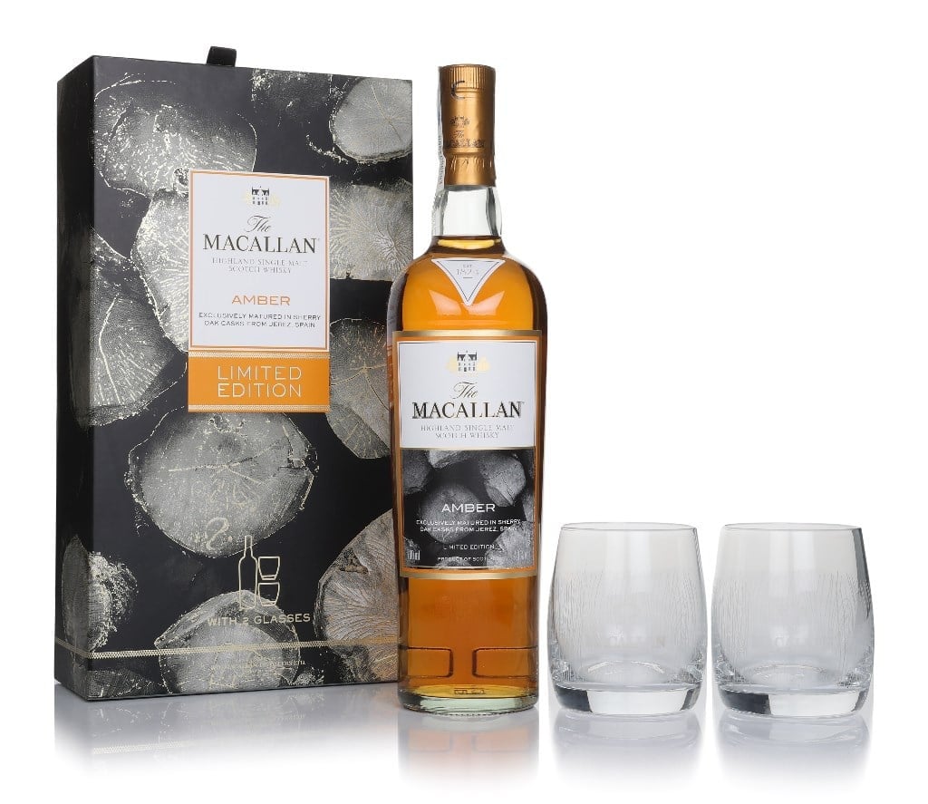 The Macallan Amber - 1824 Series Gift Set with 2 Glasses 70cl