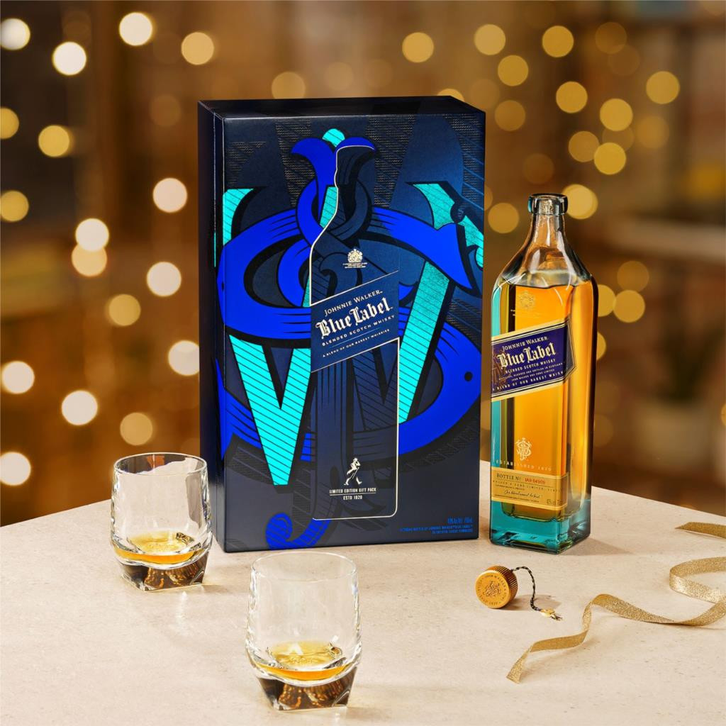 Johnnie Walker Blue Label Gift Pack with 2x Glasses 70cl Whisky